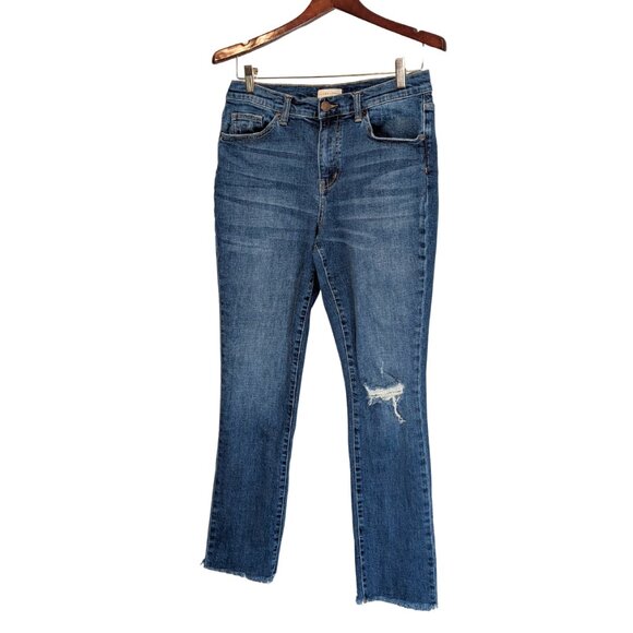 Oliver Logan Women's Size 10 Jeans Blue Crosby Relaxed Taper Distressed Raw Hem - Picture 3 of 9